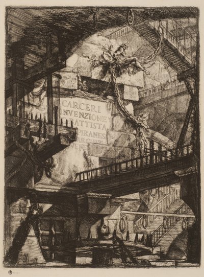 Titelplaat, Plaat I uit Imaginaire Gevangenissen door Giovanni Battista Piranesi