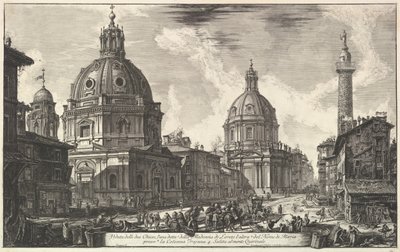 Twee kerken bij de zuil van Trajanus, S. Maria di Loreto en Santissimo Nome di Maria Ve..., ca. 1762 door Giovanni Battista Piranesi
