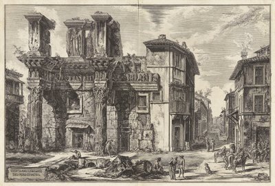 Veduta degli avanzi del Foro di Nerva (Uitzicht op de overblijfselen van het Forum van Nerva), uit Vedute di Roma (Gezichten van Rome) door Giovanni Battista Piranesi