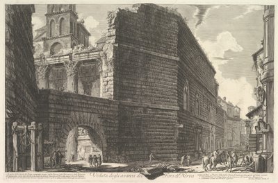 Veduta degli avanzi del Foro di Nerva, larcade et la muraille Het Forum van Augustus door Giovanni Battista Piranesi