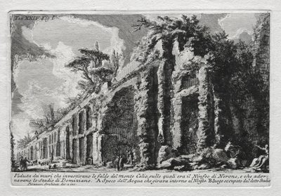 Veduta dei muri che investivano le falde del Monte Celio door Giovanni Battista Piranesi