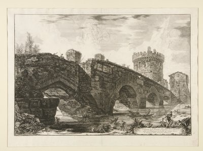 Gezicht op de brug van Lugano door Giovanni Battista Piranesi