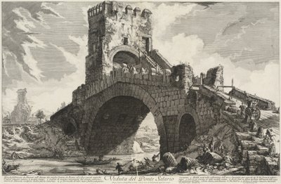 Gezicht op de Ponte Salario door Giovanni Battista Piranesi