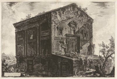 Gezicht op de Tempel van de Camenen omgeven door een bos in de Egeria-vallei door Giovanni Battista Piranesi