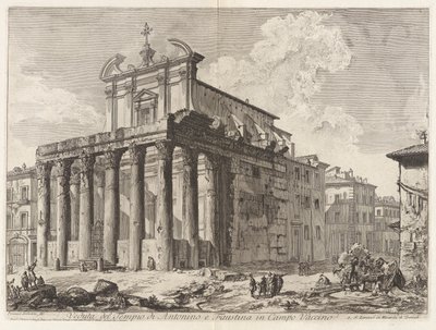 Veduta del Tempio di Antonino e Faustina in Campo Vaccino, uit Vedute di Roma door Giovanni Battista Piranesi