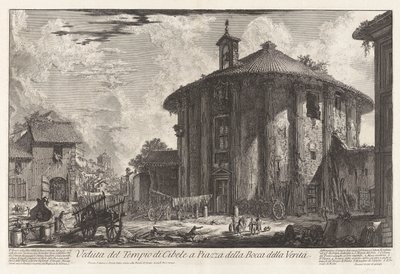 Veduta del Tempio di Cibele a Piazza della Bocca della Verità, uit Vedute di Roma door Giovanni Battista Piranesi