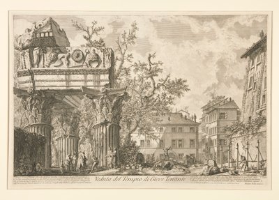 Gezicht op de Tempel van Jupiter Tonans (de Donderaar), uit Vedute di Roma door Giovanni Battista Piranesi