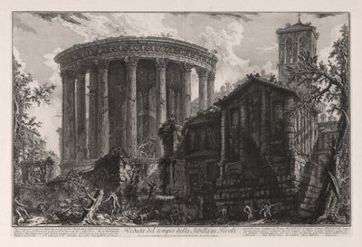 Veduta del tempio della Sibilla in Tivoli (Uitzicht op de Tempel van de Sibyl in Tivoli), uit Vedute di Roma (Gezichten van Rome) door Giovanni Battista Piranesi
