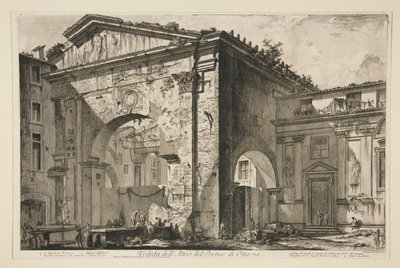Gezicht op het atrium van de porticus van Octavia, uit Vedute di Roma door Giovanni Battista Piranesi