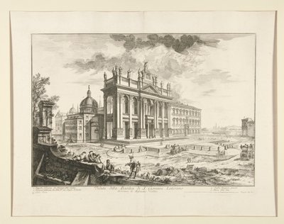 Veduta della Basilica di S. Giovanni Laterano (Gezicht op de Basiliek van S. Giovanni Laterano), uit Vedute di Roma door Giovanni Battista Piranesi