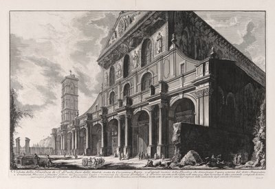Gezicht op de Basiliek van San Paolo fuori delle Mura, Gebouwd door Constantijn de Grote, uit Vedute di Roma door Giovanni Battista Piranesi