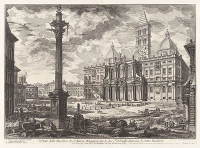Gezicht op de Basiliek van Santa Maria met zijn twee zijvleugels, uit Vedute di Roma door Giovanni Battista Piranesi