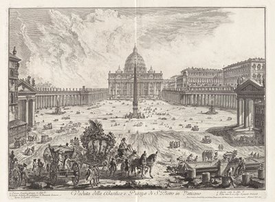 Gezicht op de Basiliek en het Plein van Sint Pieter door Giovanni Battista Piranesi