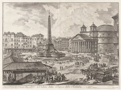 Veduta della Piazza della Rotunda (Uitzicht op de Piazza della Rotonda [met het Pantheon op de achtergrond]), uit Vedute di Roma (Gezichten van Rome) door Giovanni Battista Piranesi