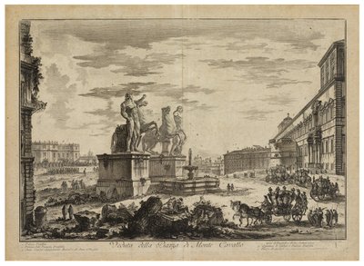 Veduta della Piazza di Monte Cavallo (del Quirinale) door Giovanni Battista Piranesi