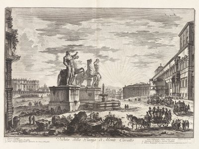 Veduta della Piazza di Monte Cavallo, uit Vedute di Roma door Giovanni Battista Piranesi