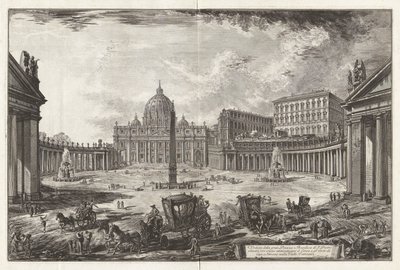 Gezicht op het Grote Plein en de Basiliek van Sint-Pieter door Giovanni Battista Piranesi