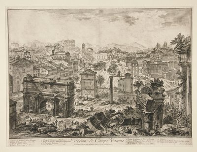 Veduta di Campo Vaccino (Uitzicht op de Campo Vaccino), uit Vedute di Roma door Giovanni Battista Piranesi