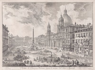 Gezicht op Piazza Navona Boven de Ruïnes van het Circus van Domitianus, uit Vedute di Roma (Gezichten van Rome) door Giovanni Battista Piranesi