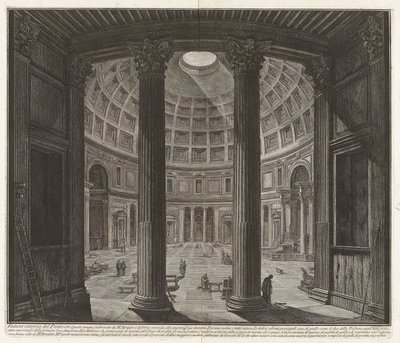 Interieurzicht van het Pantheon door Giovanni Battista Piranesi