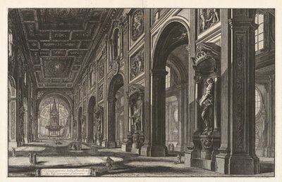 Interieur van de Basiliek van San Giovanni Laterano, uit Vedute di Roma door Giovanni Battista Piranesi