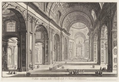 Veduta interna della Basilica di S. Pietro in Vaticano door Giovanni Battista Piranesi