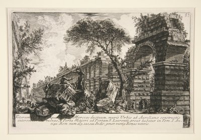 Veterum Aquae Marciae ductuum, muris Urbis ab Aureliano constructis (Oude aquaduct van de Acqua Marcia), uit Della Magnificenza ed Architettura de door Giovanni Battista Piranesi