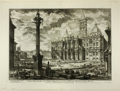 Uitzicht op de Basiliek van S. Maria Maggiore met zijn twee zijvleugels, uit Zichten van Rome door Giovanni Battista Piranesi