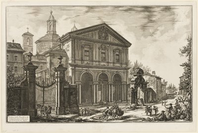 Zicht op de Basiliek van San Sebastiano fuori delle mura [St. Sebastiaan buiten de Muren] aan de Via Appia, uit Zichten op Rome door Giovanni Battista Piranesi