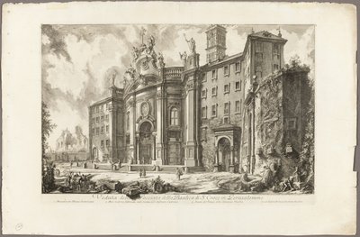 Uitzicht op de gevel van de Basiliek van S. Croce in Gerusalemme, uit Zichten van Rome door Giovanni Battista Piranesi
