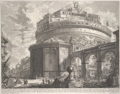 Uitzicht op het Mausoleum van de Keizer Hadrianus nu genaamd Castel S. Angelo... door Giovanni Battista Piranesi