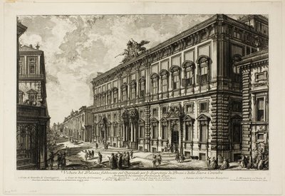 Uitzicht op het Palazzo della Consulta op de Quirinal met het Pauselijk Secretariaat, uit Zichten op Rome door Giovanni Battista Piranesi