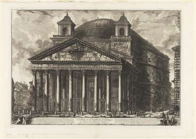 Uitzicht op het Pantheon van Agrippa, tegenwoordig S. Maria ad Martyres, uit Zichten van Rome door Giovanni Battista Piranesi