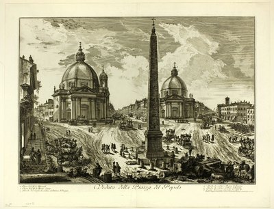 Uitzicht op de Piazza del Popolo, uit Zichten van Rome door Giovanni Battista Piranesi