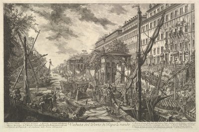 Uitzicht op de haven van Ripa Grande, uit Vedute di Roma door Giovanni Battista Piranesi