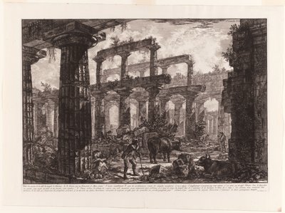Uitzicht op de Resten van de Cella van de Tempel van Neptunus, uit Verschillende Zichten van Paestum door Giovanni Battista Piranesi
