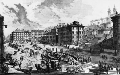 Uitzicht op de Spaanse Trappen in Rome, Italië door Giovanni Battista Piranesi