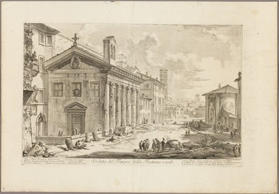 Uitzicht op de Tempel van Fortuna Virilis. Nu de Armeense kerk van S. Maria Egizziaca, uit Uitzichten van Rome door Giovanni Battista Piranesi