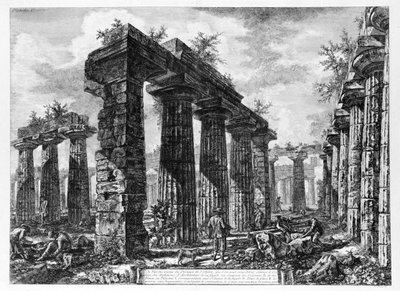 Uitzicht op de tempels van Paestum door Giovanni Battista Piranesi