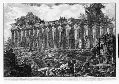 Uitzicht op de tempels van Paestum door Giovanni Battista Piranesi