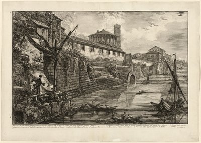 Uitzicht op de oude structuur gebouwd door Tarquinius Superbus genaamd de Bel Lido, en zoals anderen, gebouwd door Marcus Agrippa in de tijd van Augustus toen hij alle riolen die naar de Tiber leidden schoonmaakte, uit Zichten op Rome door Giovanni Battista Piranesi
