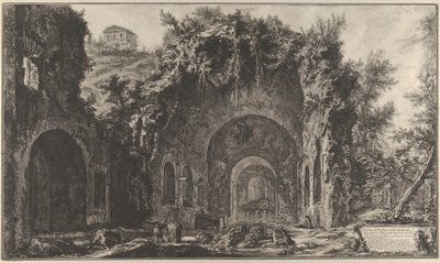 Uitzicht op de bron en de Grot van Egiria buiten de Porta Capena door Giovanni Battista Piranesi