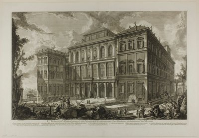 Uitzicht op het paleis van de illustere familie Barberini op de Quirinal-heuvel, ontworpen door Cavaliere Bernini, uit Zichten op Rome door Giovanni Battista Piranesi