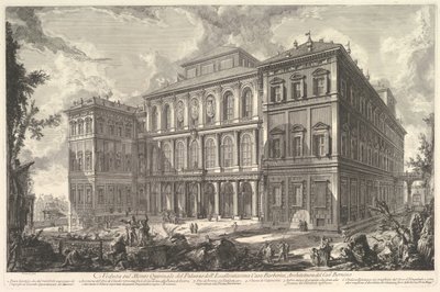 Uitzicht op het paleis van de illustere familie Barberini op de Quirinaalheuvel door Giovanni Battista Piranesi