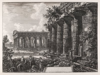 Vue de quelques unes des colonnes de la façade opposée à celle de la planche précédente door Giovanni Battista Piranesi