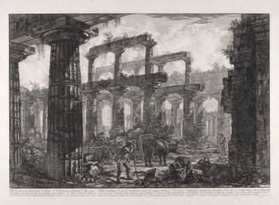 Vue des restes de la celle du Temple de Neptune (Uitzicht op de Resten van de Cella van de Tempel van Neptunus), uit Différentes vues de door Giovanni Battista Piranesi
