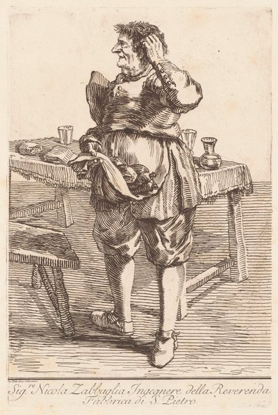 Sig. Nicola Zabbaglia door Giovanni Battista Piranesi, after Pier Leone Ghezzi