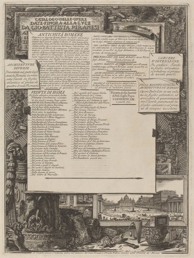 Catalogo delle Opere Date Finora Alla Lvce Da Gio Battista Piranesi door Giovanni Battista Piranesi and Francesco Piranesi