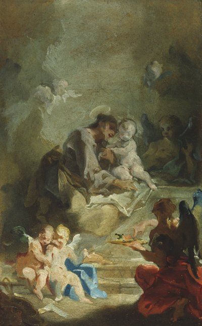 Sint Antonius van Padua Aanbiddend het Christuskind, c.1730 door Giovanni Battista Pittoni