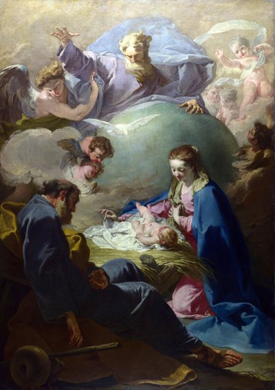 De Geboorte met God de Vader en de Heilige Geest, ca. 1740 door Giovanni Battista Pittoni